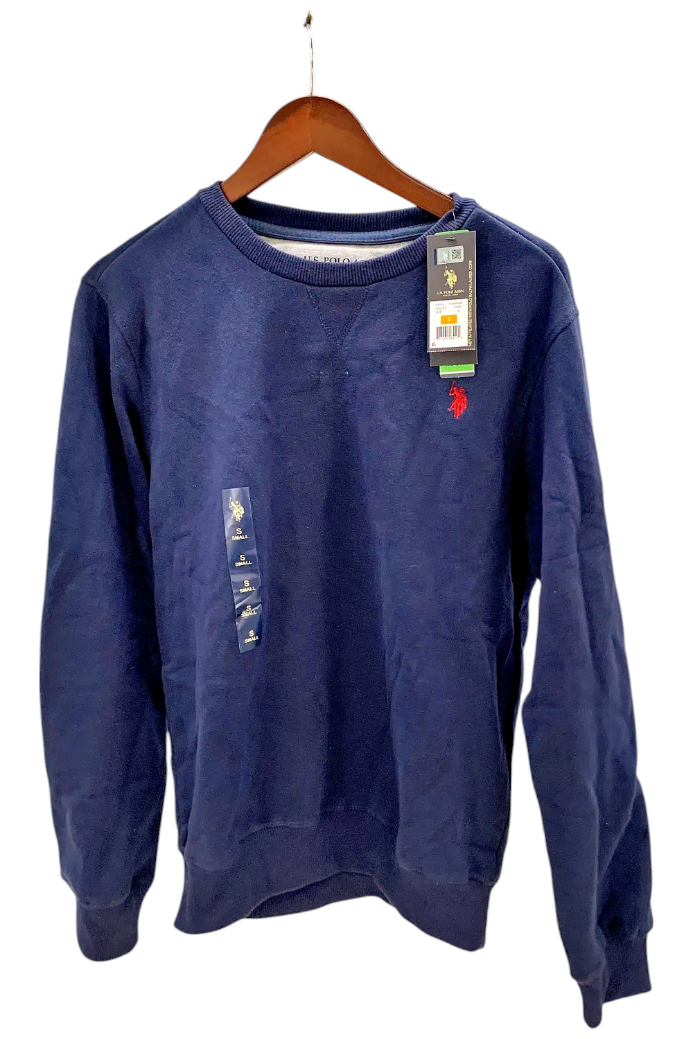 Американское поло Assn Мужская толстовка с круглым вырезом и длинным рукавом-поповером темно-синего цвета 2790₽