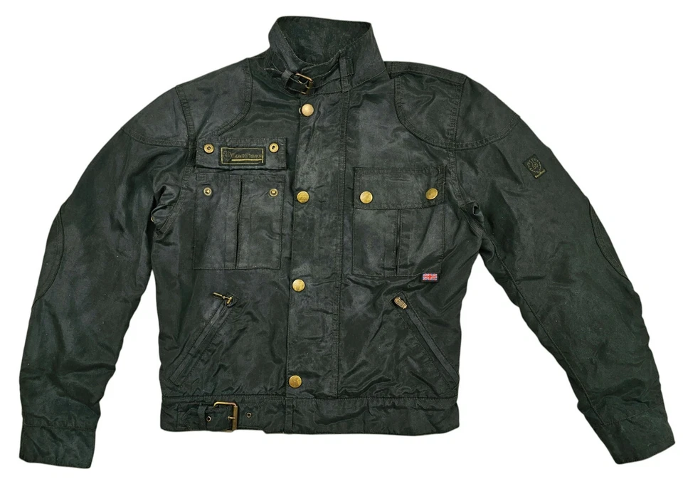 LO ÚLTIMO DE COLECCIÓN UNISEX BELSTAFF @ BIKER ROADMASTER NEGRO PRÍNCIPE FORRADO CHAQUETA ENCERADA 40 XS Foto 3 de 4