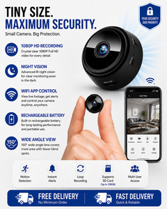 AUSHA WiFi Caméra avec vision nocturne et batterie rechargeable – 1080p HD Mini Cam
