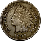 1907 Indian Head Penny Fine - Very Fine Features 1c (F-VF)  Small Cent Coin