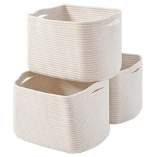Storage Baskets for Organizing Shelves, Woven Cotton Rope Bins for Baby Nurse...