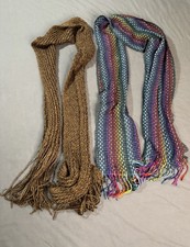 Woman Multi Color Scarf And Golden Brown Scarf