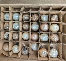 Creative Co-Op 72" Taupe/Cream Embossed Mercury Glass Ornament (23) Garland NIB