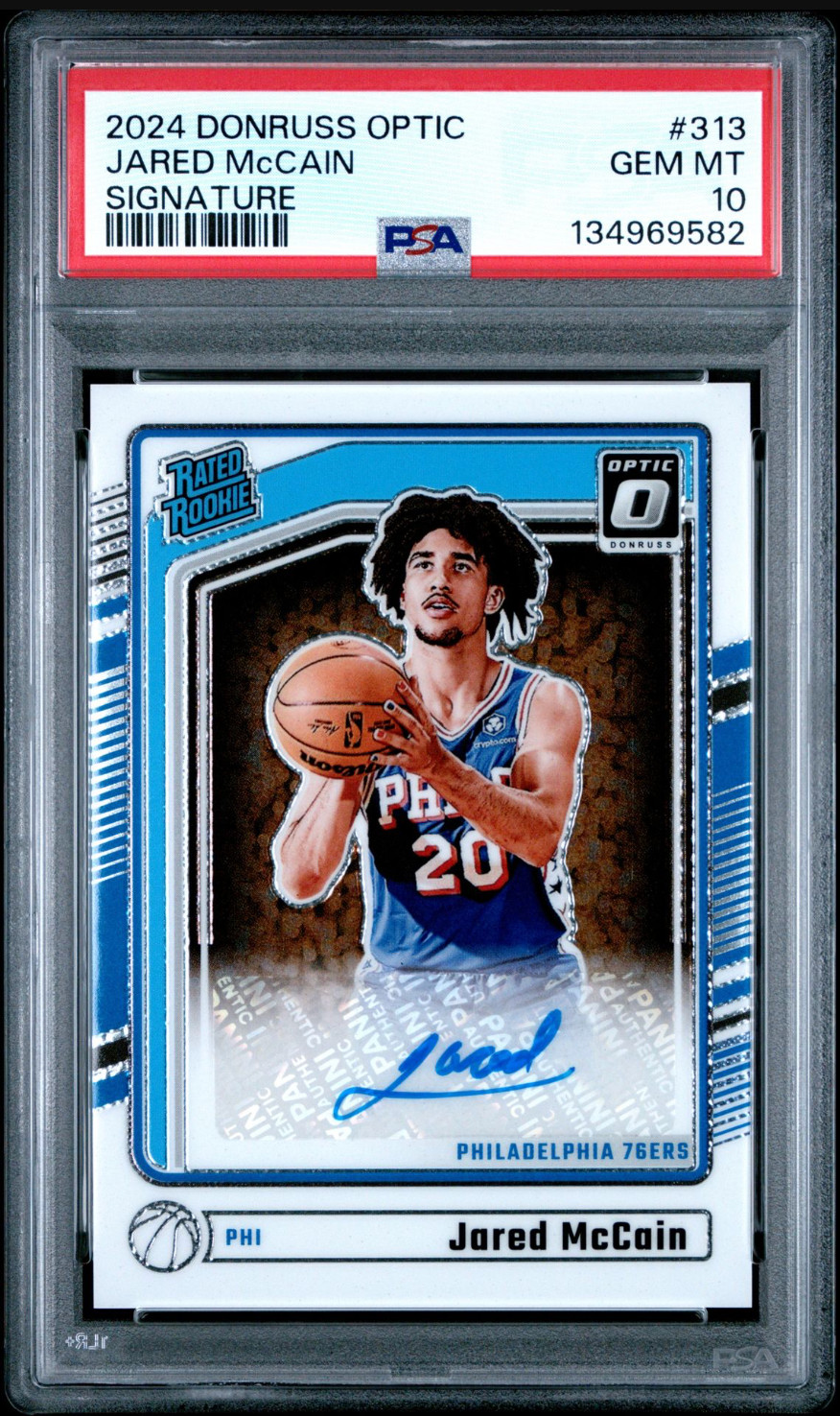 2024-25 Panini Donruss Optic Jared McCain #313 RC Rated Rookie Auto PSA 10