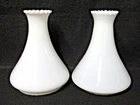 ANTIQUE VICT. PR. OF PETAL TOP ANGLE LAMP BLOWN OPAL MILK GLASS SHADES
