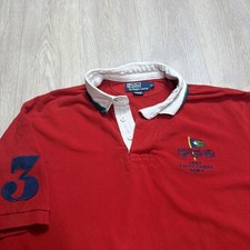 Vintage 90 s Polo Ralph Lauren Rugby Shirt Yacht Club 3 Embroidered Mens XL Red