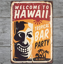 Welcome To Hawaii Tropical Bar 8 x 12 Retro Novelty Metal Sign Made In USA!
