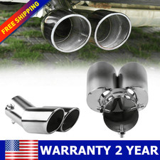 1x Exhaust Pipe Tip Rear Tail Throat Muffler Stainless Steel Car Round Parts New