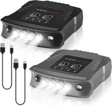 2 Pcs LED Clip on Cap Lights, Christmas USB Rechargeable Cap Flashlight Clip, Wa