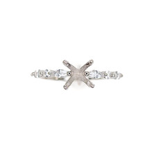6 mm Round CZ Marquise Accent Semi Mount Ring Setting Sterling Silver