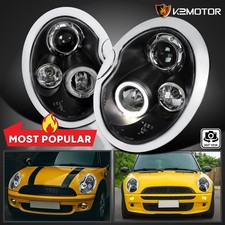 Black Fits 2002-2006 Mini Cooper S Replacement Led Halo Projector Headlights