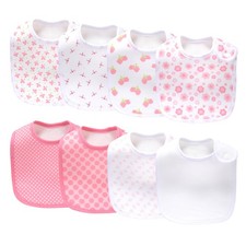 8 Pack Unisex Baby Bibs, Adjustable Snaps, Drooling, Teething, Boys, Girls