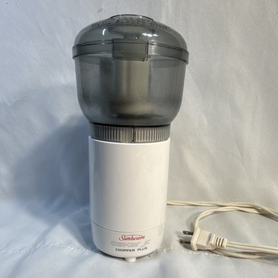 Vtg Sunbeam Oskar Jr Chopper Plus Mini Food Processor 140W 1 Cup White/Gray