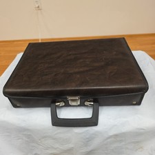VINTAGE CASSETTE CARRYING CASE Holds 30 Tapes Faux Brown Leather