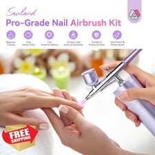 SAVILAND Airbrush Nail Art Kit 7-in-1 Gel Polish Stencils Cleaner