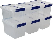 6 Quart Plastic Storage Latch Box, 6-Pack Clear Storage Bin with Handle