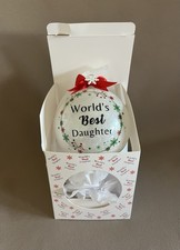   Worlds Best Daughter  4  Glass Ball Glittered Ornament, Made In USA, New In Box