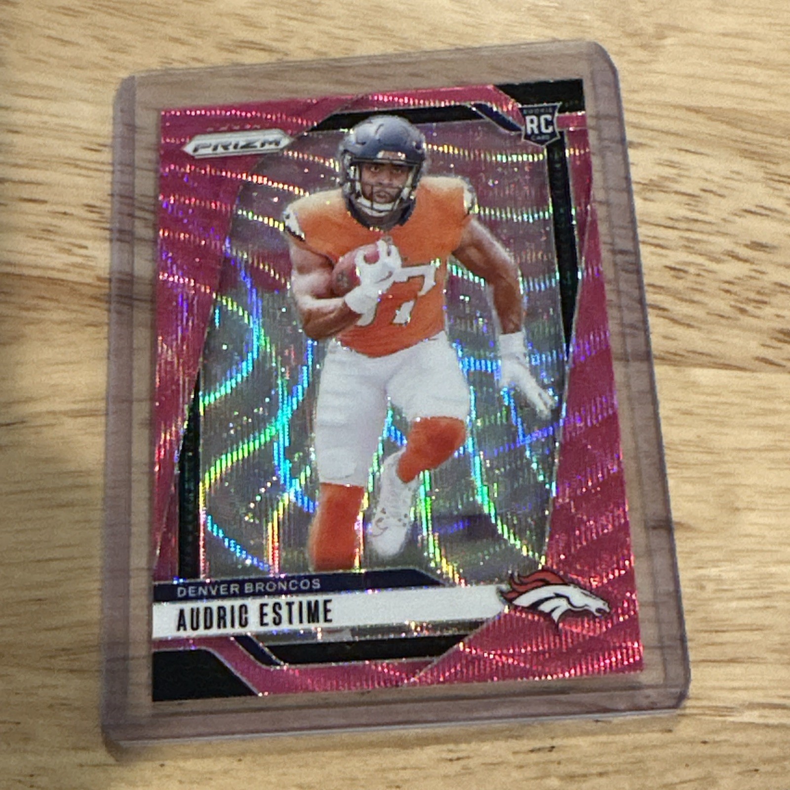 Audric Estime 2024 Prizm #306 Pink Wave Prizm RC Denver Broncos-NFL FOOTBALL