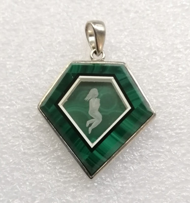 Silver 925 pendant from natural malachite