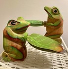 Vintage Hand Painted And Hand Carved Wooden Frogs — photo 1