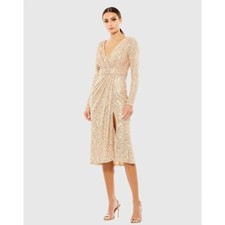 NWT Ieena for Mac Duggal Sequined Long Sleeve Midi Dress - size 8