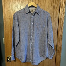 Tommy Hilfiger Men s Medium Long Sleeve Linen Shirt Plaid Business Casual