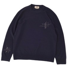 Hermes Knit 23AW Sweater Pullover Leather Braided Wool Tops Mens M Used MOLO-0