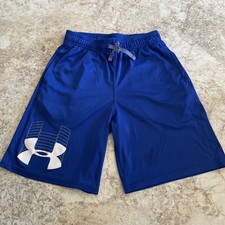 Under Armour HeatGear Boys Blue Loose Fit Athletic Shorts M Drawstring