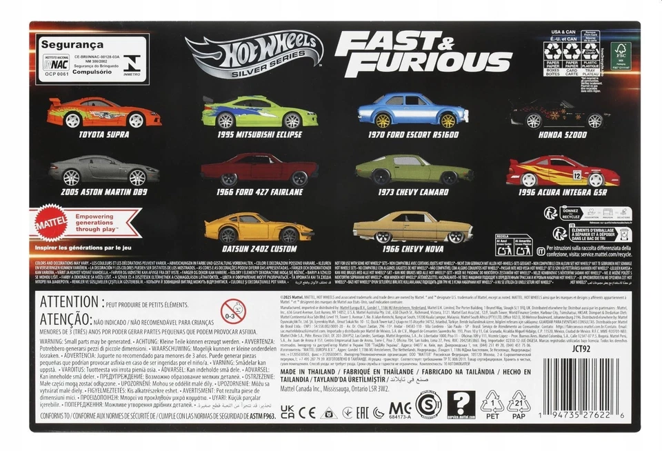 HOT WHEELS Fast & Furious - Set di 10 auto - Silver Series JCT92 - Immagine 3 di 3