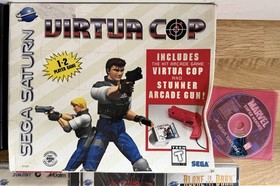 SEGA Saturn Console - Black MK-80000 2 Controllers & 8 Games Lot VIRTUA COP