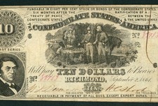 $10 1861 Confederate States of America - Richmond** PAPER CURRENCY