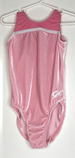 GK Elite CM Gymnastics Leotard Child Medium M Pink Velvet Velour Nylon