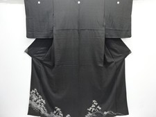 7580032: JAPANESE KIMONO / ANTIQUE TOMESODE / SILK / KINSHA / EMBROIDERY / PINE