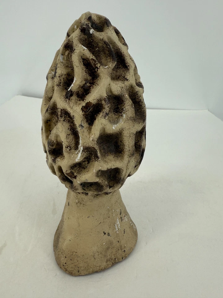 Vintage Concrete Cement Morel Mushroom Statue 9" Garden Yard Décor Weathered - Image 3 of 4