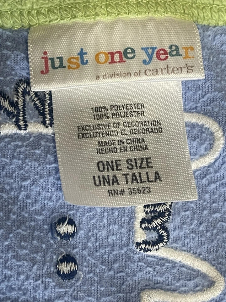 Детское одеяло Carters из синего флиса с вышивкой зебра всего один год - Изображение 4 из 4