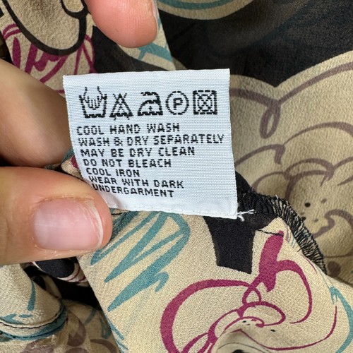 Boden Blouse Women's 14 Brown Floral Print Flutter Ruffle 100% Silk - Picture 9 of 9