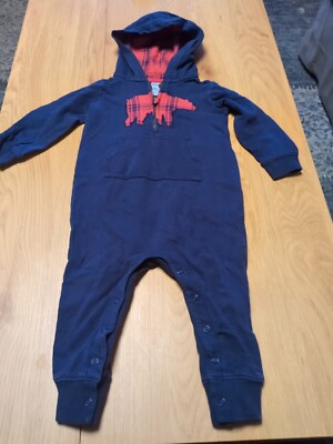 Carters Hausanzug/Overall Blau, Bär 24 Monate Kapuze 