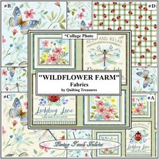 QUILTING TREASURES "WILDFLOWER FARM" LADY BUG BUTTERFLY BEE FLORAL FABRICS