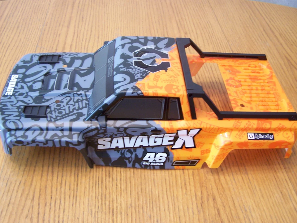 HPI Savage X 4.6 GT-6 Grey Orange Factory Painted Truck Body & Decal Sheet NITRO - Image 4 of 4