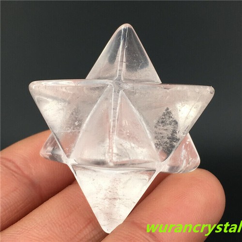 1 Stck. Natürlich Geschnitzt Klar Quarz Merkaba Stern Quarz Kristall Anhänger Reiki Heilung - Bild 4 von 11