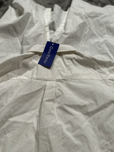 chouyatou Women's Casual Loose Fit Long Sleeve Solid Striped Button Down Shirts - 第 7/7 張圖片
