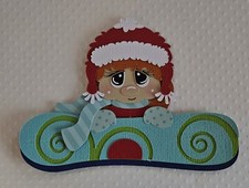 Snowboarding Peeker Girl Red Hair. Scrapbook, Card Making Paper Piecing