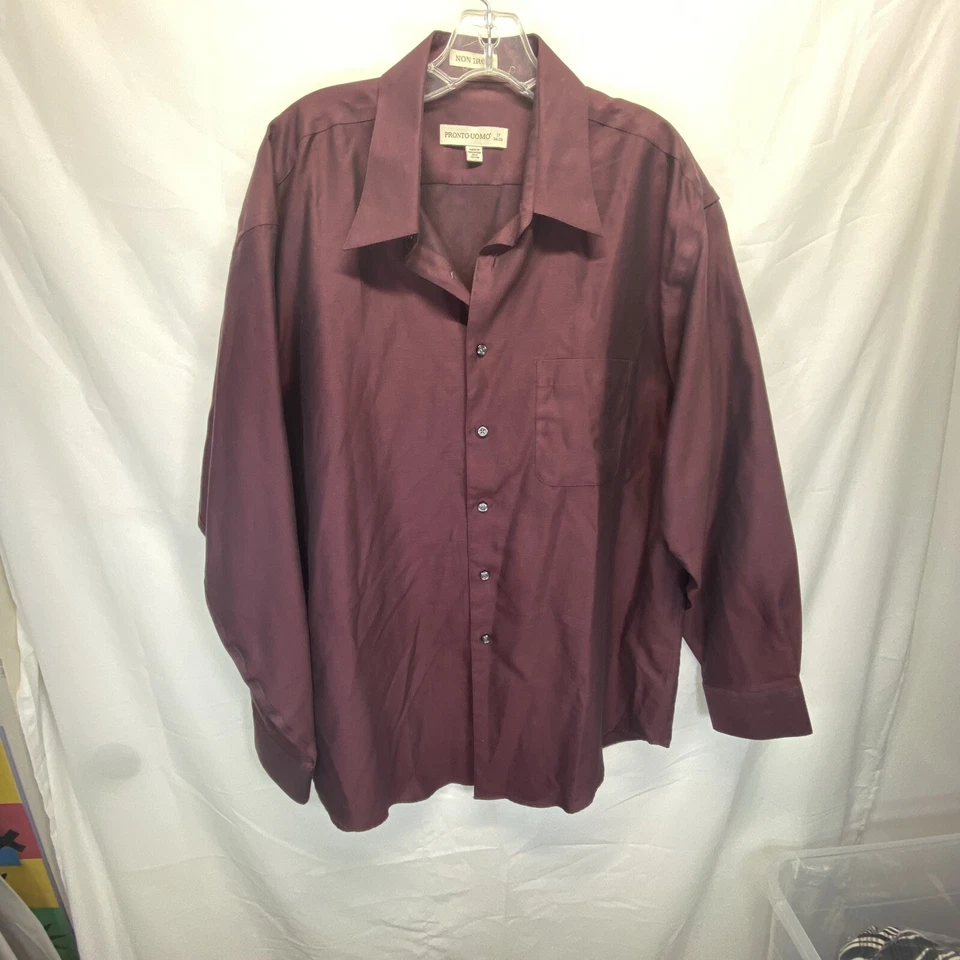 Camisa de vestir Pronto Uomo para hombre 17 - 34/35 granate sin planchar manga larga Foto 3 de 4