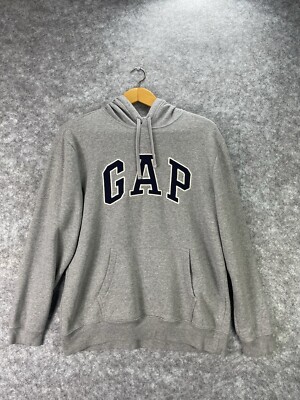 Gap Vintage Spellout Hoodie Sweatshirt Gray Size LARGE 90s Pullover