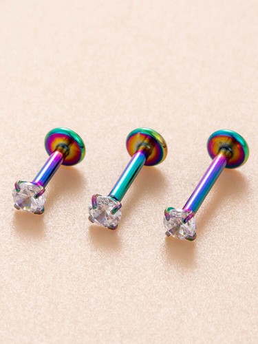 Titanium Ear Helix Tragus Cartilage Earring Lip Crystal Bar Stud Body Piercing ↕ - Picture 14 of 26