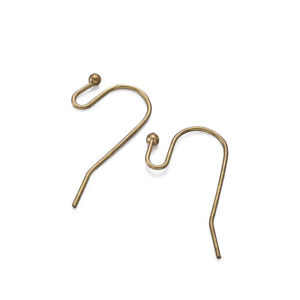 100pcs Brass Earring Hooks with Ball End Silver French Ear Wires Finding 22x11mm 