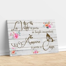Quadro Shabby con Scritta su Tela |Q1172| Stampa moderna con frase Made in Italy