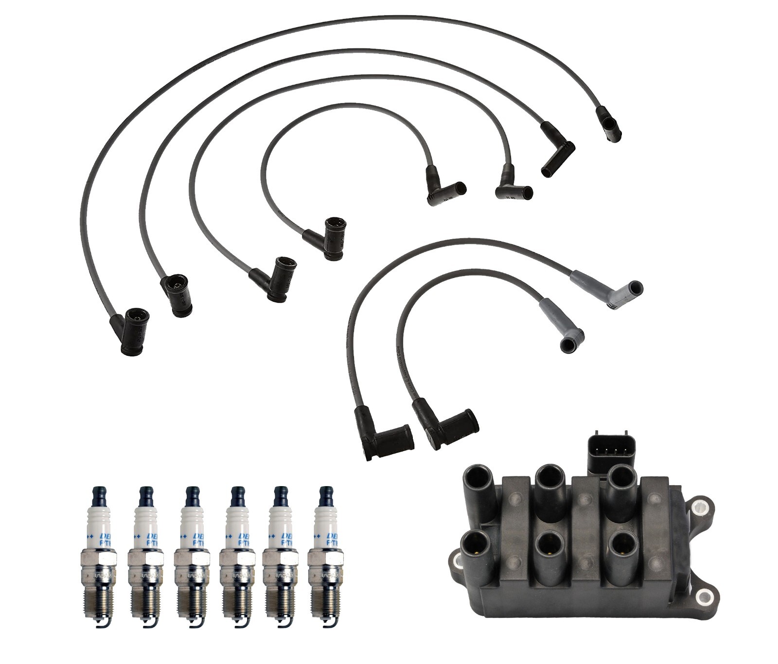 Denso Ignition Coil Wire Set 6 Double Platinum Spark Plugs Kit For Mazda Ford V6