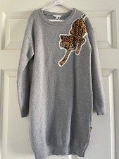 Little Marc Jacob’s Grey Sweater Dress With  Cheetah Motif.  Age 10
