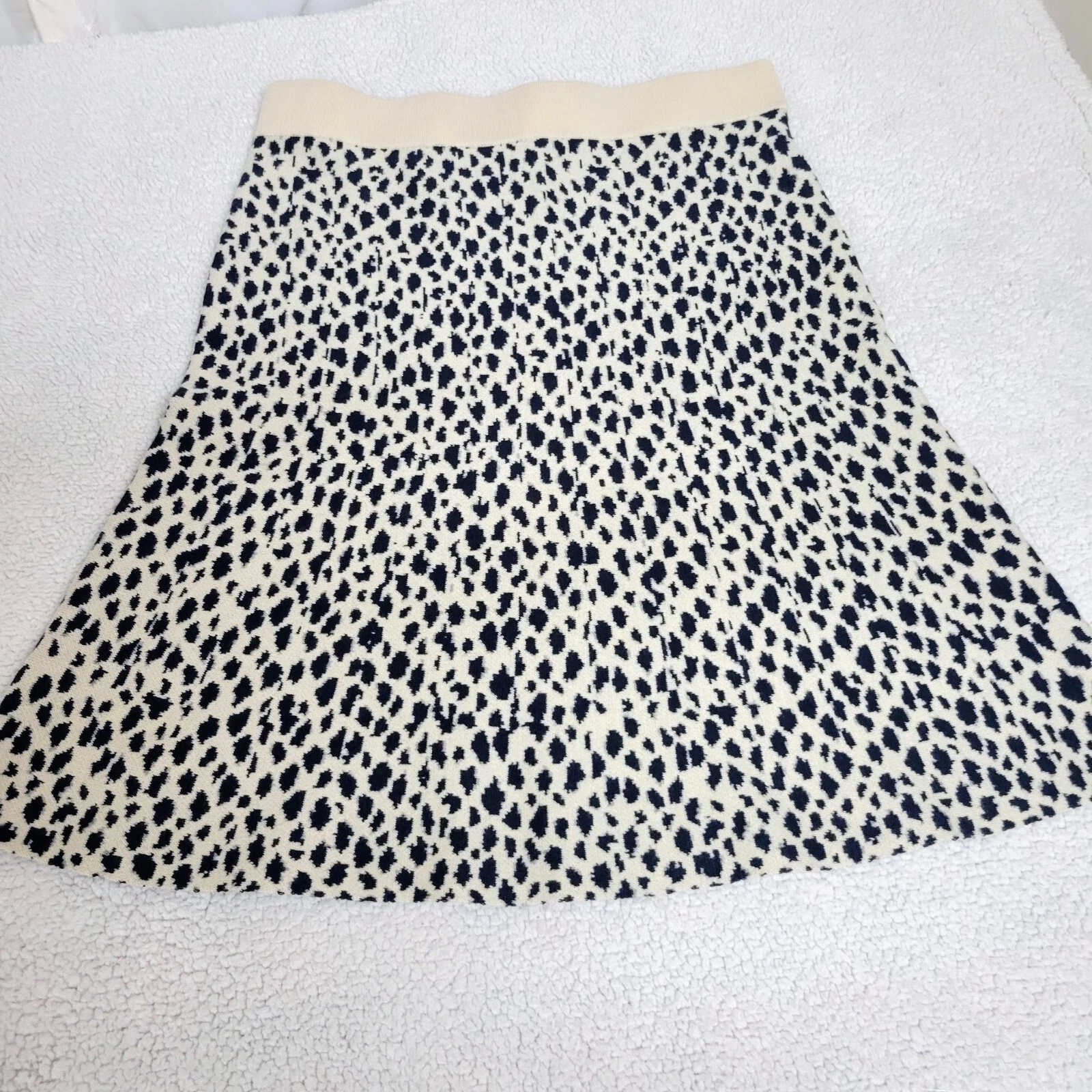 Ann Taylor Snow Leopard Animal Print Womens Casual Skirt Made With Wool